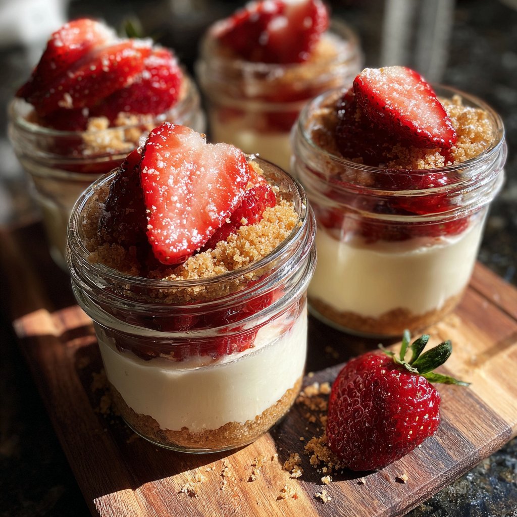 Mini Strawberry Cheesecake Jars
